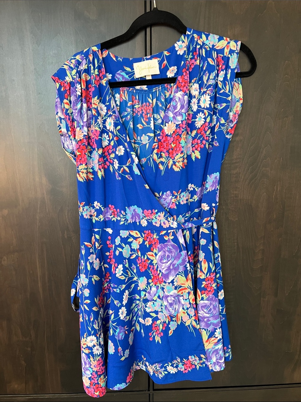 Yumi Kim Royal Blue Floral Mini Wrap Dress